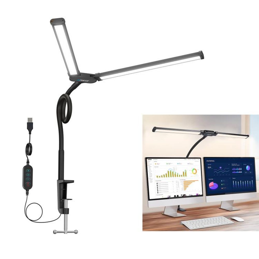 PULUZ Gooseneck Tube LED Fill Light Double Head Clip Desk Lamp - laboratorydeal