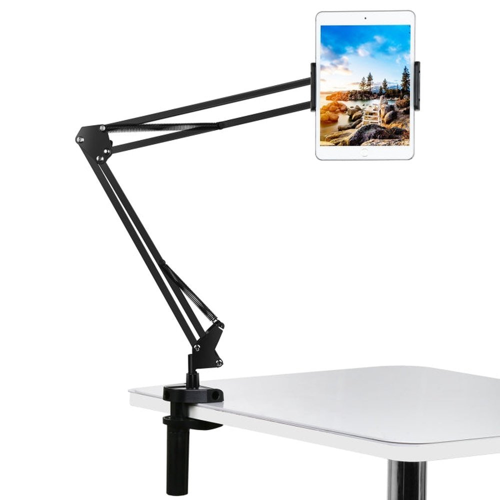 PULUZ Live Broadcast Desktop Arm Stand Suspension Clamp Holder with Tablet PC Clamp, DesktoType - C Interface Microphone Arm Stand - laboratorydeal