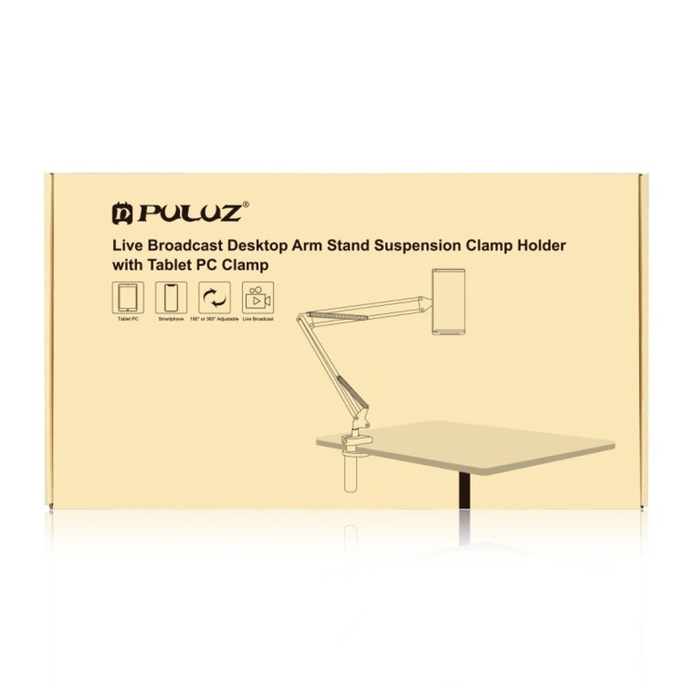 PULUZ Live Broadcast Desktop Arm Stand Suspension Clamp Holder with Tablet PC Clamp, DesktoType - C Interface Microphone Arm Stand - laboratorydeal