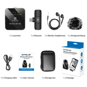 PULUZ Wireless Lavalier Microphone for Type - C Phone, Type - C Receiver, Type - C 1 TX + 1 RX - laboratorydeal