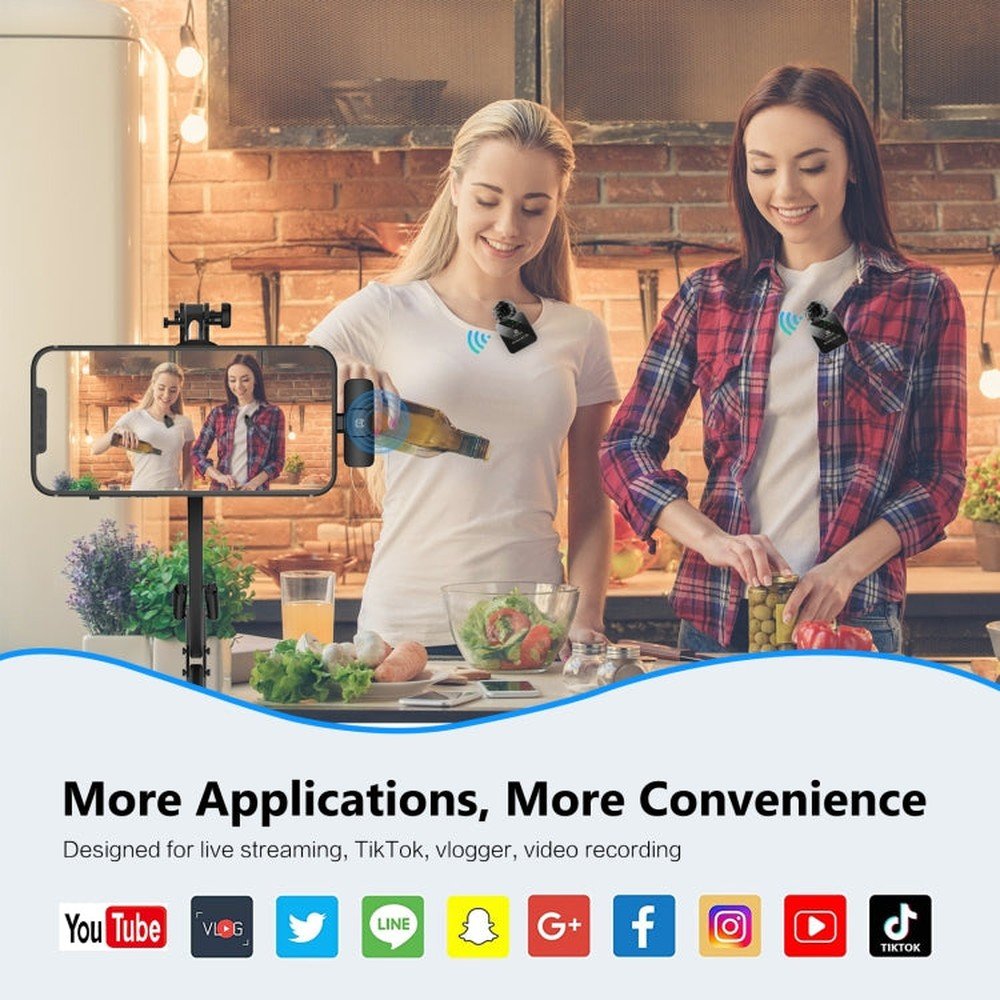 PULUZ Wireless Lavalier Microphone for iPhone / iPad, 8 - Pin Receiver and Dual Microphones, 8 - Pin 2 TX + 1 RX - laboratorydeal