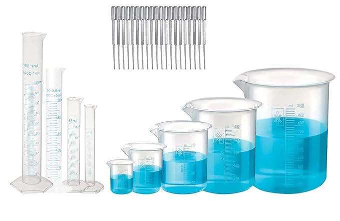 PUSHPA Plastic Measuring Beaker for Lab, (50ml,100ml,250ml,500ml,1000ml)
