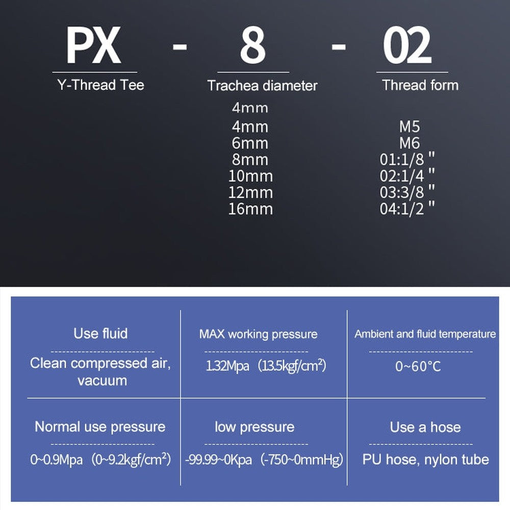 PX6-02 LAIZE 2pcs Plastic Y-type Tee Male Thread Pneumatic Quick Connector, PX4-01 (10pcs), PX4-02 (10pcs), PX4-M5 (10pcs), PX6-01 (10pcs), PX6-02 (2pcs), PX6-03 (2pcs), PX6-04 (2pcs), PX6-M5 (10pcs), PX8-01 (2pcs), PX8-02 (2pcs), PX8-03 (2pcs)��������...