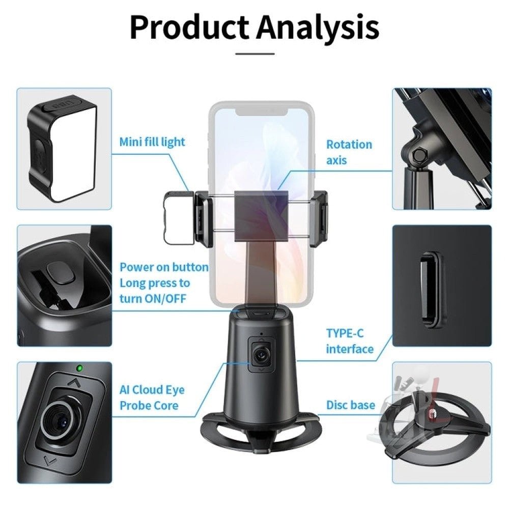 Pixel A200 Auto Tracking Gimbal Stabilizer 360 Degree Rotation Selfie Stick With Fill Light, A200 Set 1, A200 Set 2, A200 Set 3 - laboratorydeal