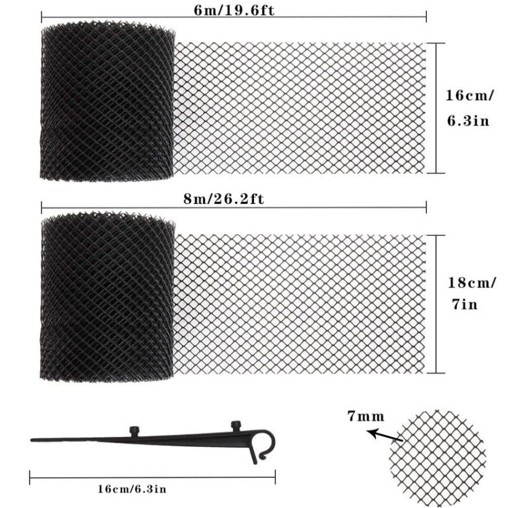 Plastic Gutter Guard Prevent Leaves or Debris From Clogging Downspouts and Drains, 16cm x 6m With 15pcs Nails, 18cm x 8m With 15pcs Nails, 18cm x 8m Without Nails - laboratorydeal