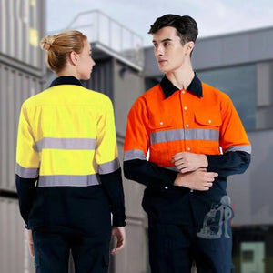 Pure Cotton Long - sleeved Reflective Clothes Overalls Work Clothes, XXL, XXXXL, S, XL - laboratorydeal