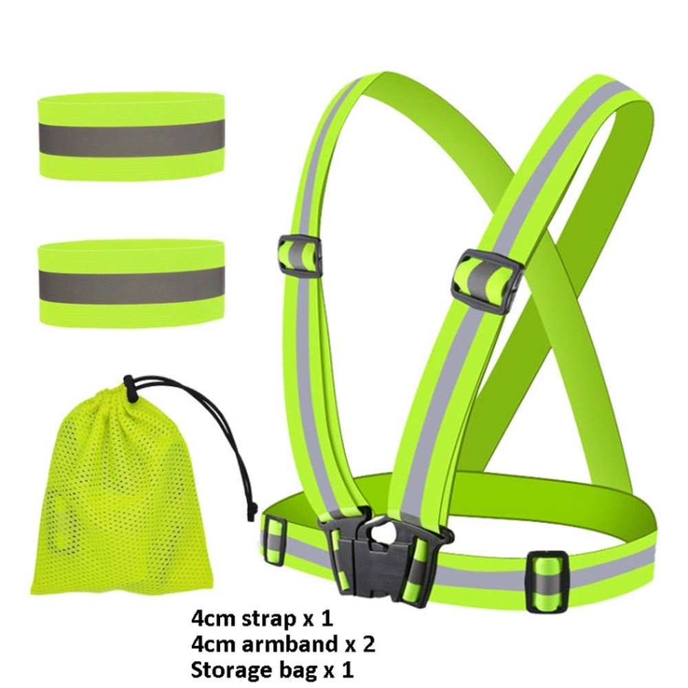 Reflective Elastic Band Suit Night Running Construction Site Traffic Safety Reflective Equipment,Style:, 1 Strap+2 Arm Strap+Storage Bag, 1 Strap+4 Arm Strap+Storage Bag, 1 Belt+4 Arm Strap+2 Snap Circle+ Storage Bag, 1 Belt+4 Arm Strap����������������... - laboratorydeal