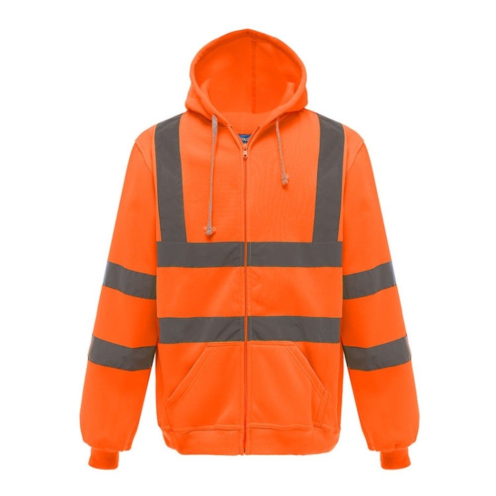 Reflective Hooded Zipper Sweatshirt Outdoor Sports Fleece Reflective Clothing, S, M, L, XL, XXL - laboratorydeal