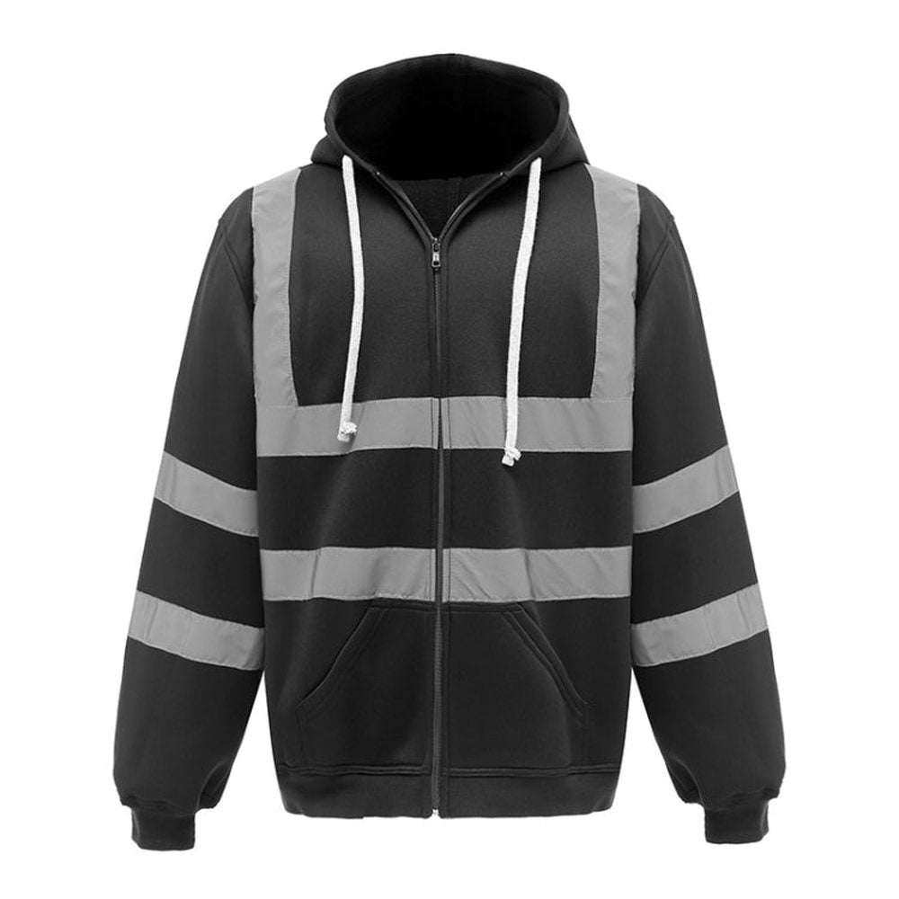 Reflective Hooded Zipper Sweatshirt Outdoor Sports Fleece Reflective Clothing, S, M, L, XL, XXL - laboratorydeal