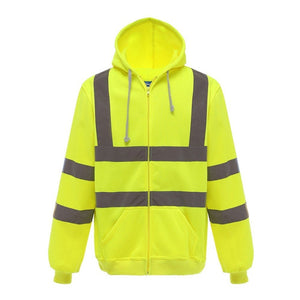 Reflective Hooded Zipper Sweatshirt Outdoor Sports Fleece Reflective Clothing, S, M, L, XL, XXL - laboratorydeal