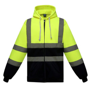 Reflective Hooded Zipper Sweatshirt Outdoor Sports Fleece Reflective Clothing, S, M, L, XL, XXL - laboratorydeal