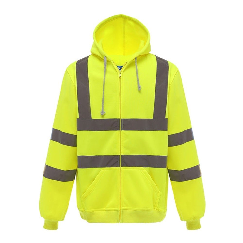 Reflective Hooded Zipper Sweatshirt Outdoor Sports Fleece Reflective Clothing, S, M, L, XL, XXL - laboratorydeal