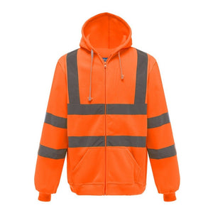 Reflective Hooded Zipper Sweatshirt Outdoor Sports Fleece Reflective Clothing, S, M, L, XL, XXL - laboratorydeal