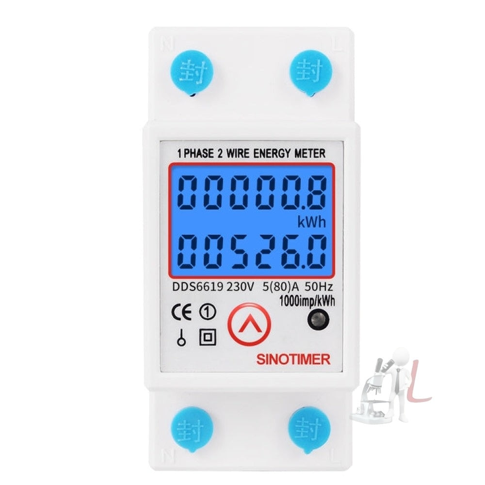 SINOTIMER DDS6619-526L-2 Can Reset Zero Backlight Display Single-phase Rail Electric Energy Meter, DDS6619-526L-2