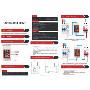 SINOTIMER SDM008 Rail Type AC Multifunctional Digital Voltage And Current Power Monitor, SDM008