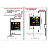 SINOTIMER SDM009 Din Rail Single-Phase Voltage Current Frequency Power Factor Electricity Multifunctional Meter, AC40-300V Built-In, AC40-300V External, AC250-450V Built-In, AC250-450V External