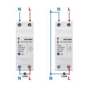 SINOTIMER TM607 Intelligent Wifi Timer Mobile App Home Rail Remote Control Time Switch 80A 85-300V, TM607