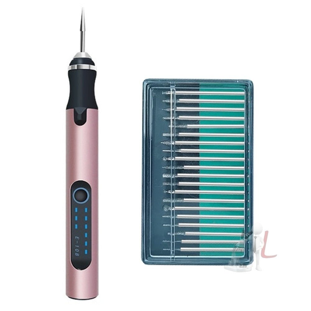 SNJ - 3681 Mini Engraving Pen Wireless Polishing Electric Grinder, Style:, Roae Gold+Grinding Head, Silver+Grinding Head, Rose Gold+Grinding Head+Cutting Blade+Carving Stencil, Silver+Grinding Head+Cutting Blade+Carving Stencil - laboratorydeal