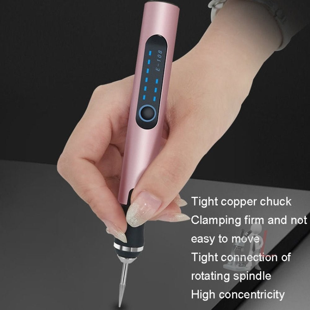 SNJ - 3681 Mini Engraving Pen Wireless Polishing Electric Grinder, Style:, Roae Gold+Grinding Head, Silver+Grinding Head, Rose Gold+Grinding Head+Cutting Blade+Carving Stencil, Silver+Grinding Head+Cutting Blade+Carving Stencil - laboratorydeal