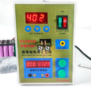 SUKKO LED Pulse Battery Spot Welder + Spot Welding Machine Micro-computer Micro Welding with LED Light+Battery Clamp, 220V EU Plug