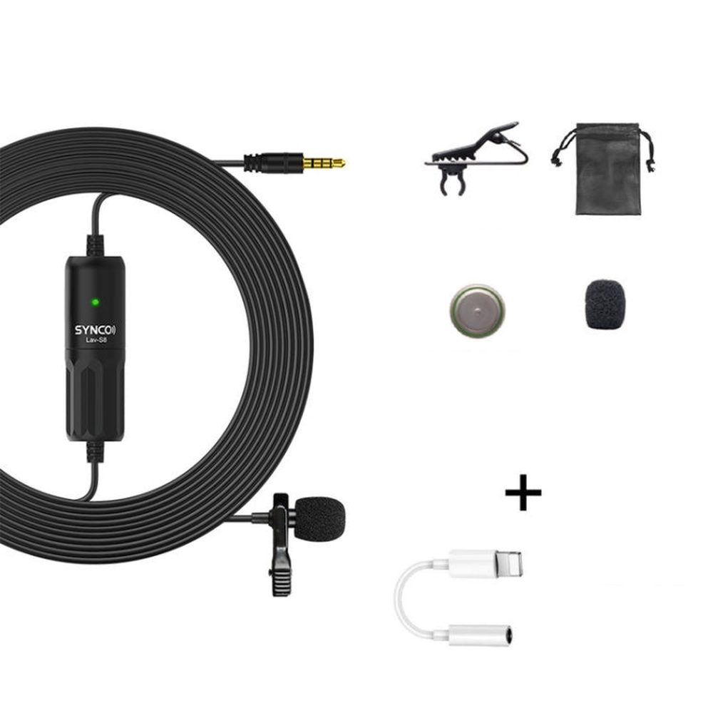 SYNCO S8 Lavalier Live Wired Microphone, Spec:, Black, Black + Type - C, Black + 8 Pin, Black + Type - C + 8 Pin - laboratorydeal
