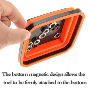 Square Silicone Foldable Magnetic Parts Tray For Small Parts And Tools, Green - laboratorydeal