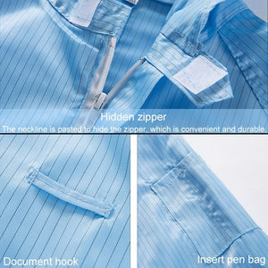 Striped Anti - static Split Hood Dust - proof Work Suit - laboratorydeal