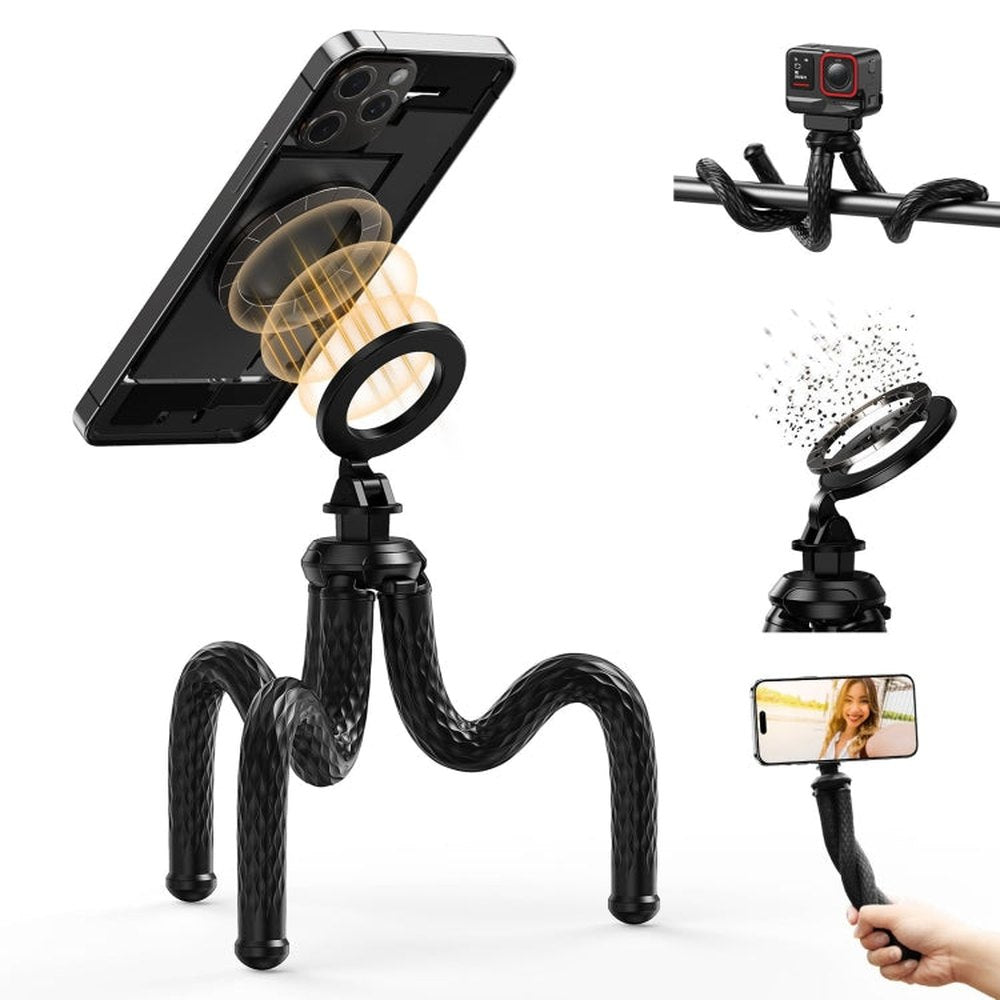 TELESIN P3 - FM - 02 Flexible Magnetic Suction Mobile Phone Tripod Magsafe Octopus Desktop Fixed Bracket - laboratorydeal