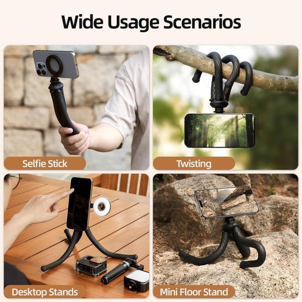 TELESIN P3 - FM - 02 Flexible Magnetic Suction Mobile Phone Tripod Magsafe Octopus Desktop Fixed Bracket - laboratorydeal