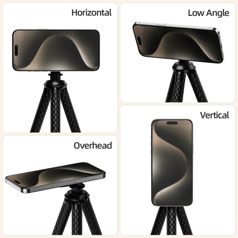 TELESIN P3 - FM - 02 Flexible Magnetic Suction Mobile Phone Tripod Magsafe Octopus Desktop Fixed Bracket - laboratorydeal