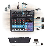 TEYUN NA6 6-channel Small Mixing Console Mobile Phone Sound Card Live Broadcast Computer Recording Console Processor, EU Plug, NA6 EU Plug