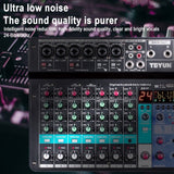 TEYUN NA8 8-channel Small Mixing Console Mobile Phone Sound Card Live Broadcast Computer Recording Console Processor, EU Plug, NA8 EU Plug