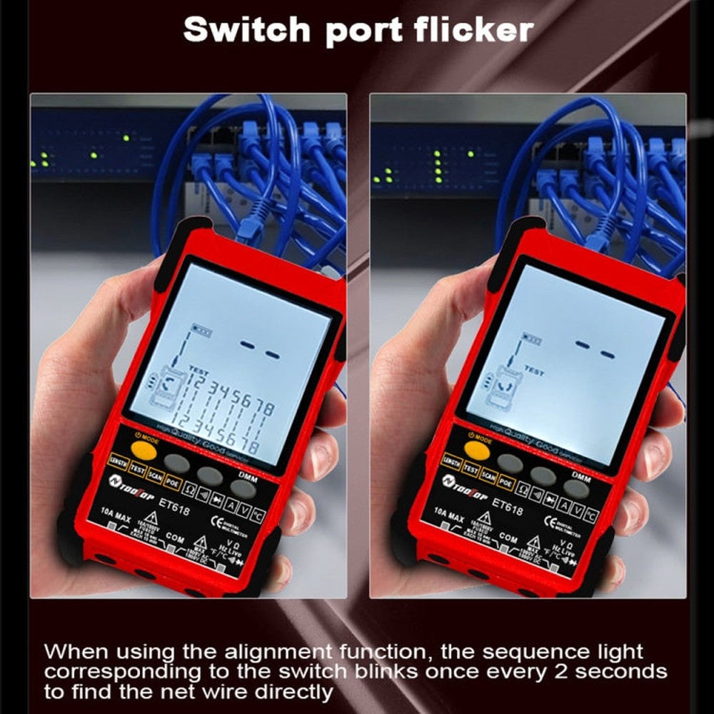 TOOLTOP 600m/1968ft Network Cable Length 2 in 1 Network Cable Finder Multimeter, ET618PRO