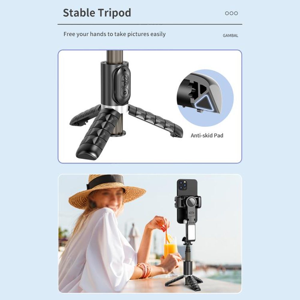 TokQi Q18 Desktop Wireless Remote Control Handheld Gimbal Stabilizer Fill Light Selfie Stick Tripod - laboratorydeal
