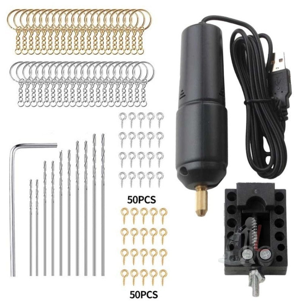 USB Interface 360 Mini Electric Drill Manual Glue Drilling Electric Drill, Bare Metal, Drill+4pcs Wrench, Drill+10pcs Wrench, Drill+4pcs Wrench+100pcs Nails, Drill+4pcs Wrench+100pcs Nails+Clamp Bed+20pcs Key Ring - laboratorydeal