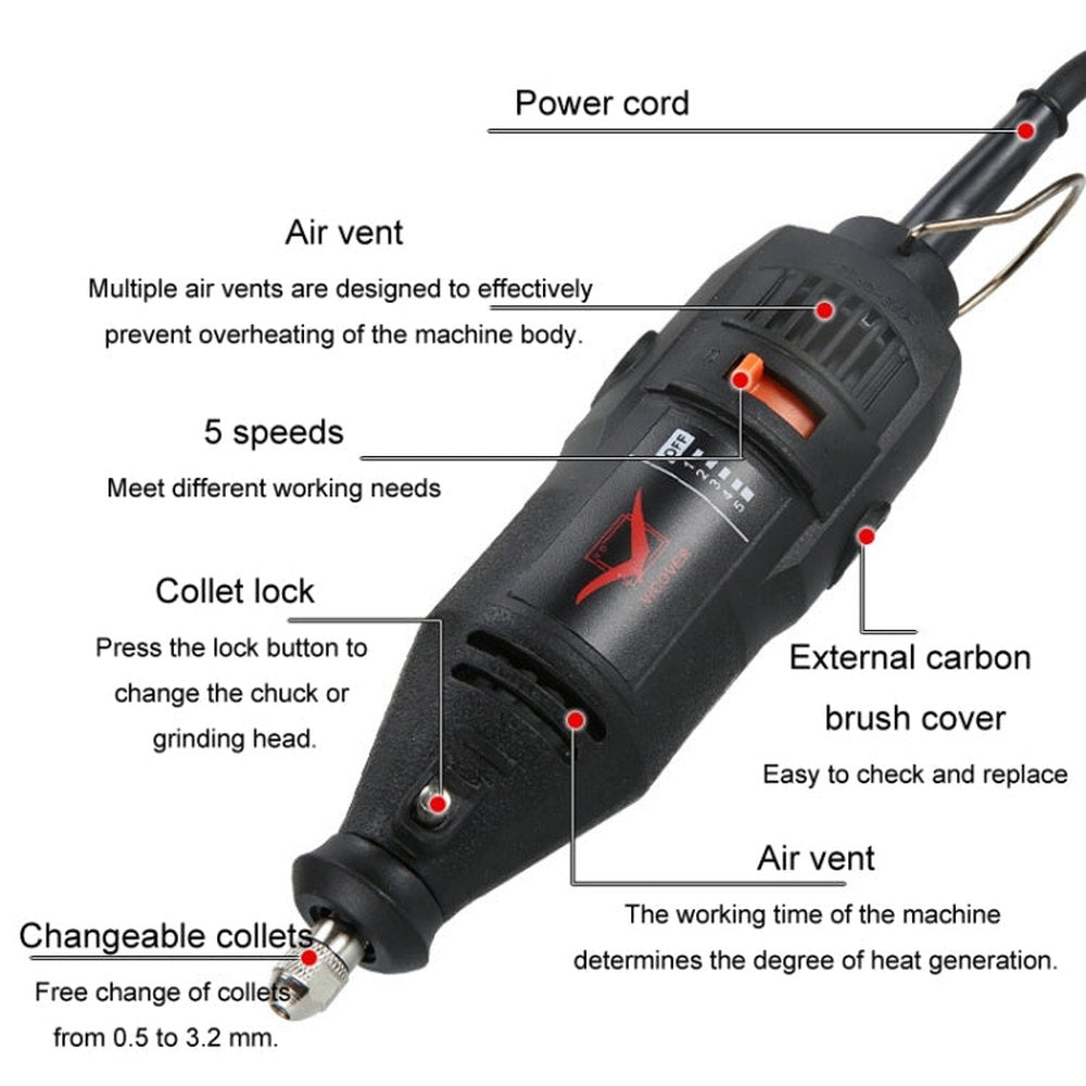 VICOVER Small Adjustable Speed Electrical Grinder Set Jade Carving Pen Polishing Tool EU Plug, Standard Model, 40pcs Parts, 40pcs Parts+Soft Shaft, 78pcs Parts, 78pcs Parts+Soft Shaft, 100pcs Parts, 100pcs Parts+Soft Shaft, 147pcs Parts����������������... - laboratorydeal