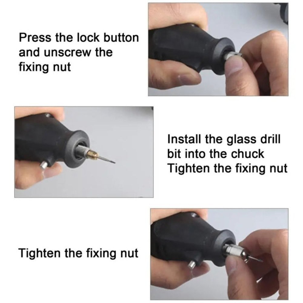Vehicle Glass Drill Bit High Hardness Drill Bit Tail Rod, 1mm - laboratorydeal