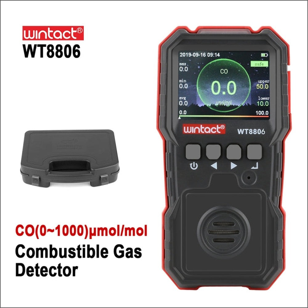 WINTACT WT8806 Carbon Monoxide Monitor Professional Rechargeable Gas Sensor High Sensitive Poisoning Sound-light Vibration Alarm CO Detector