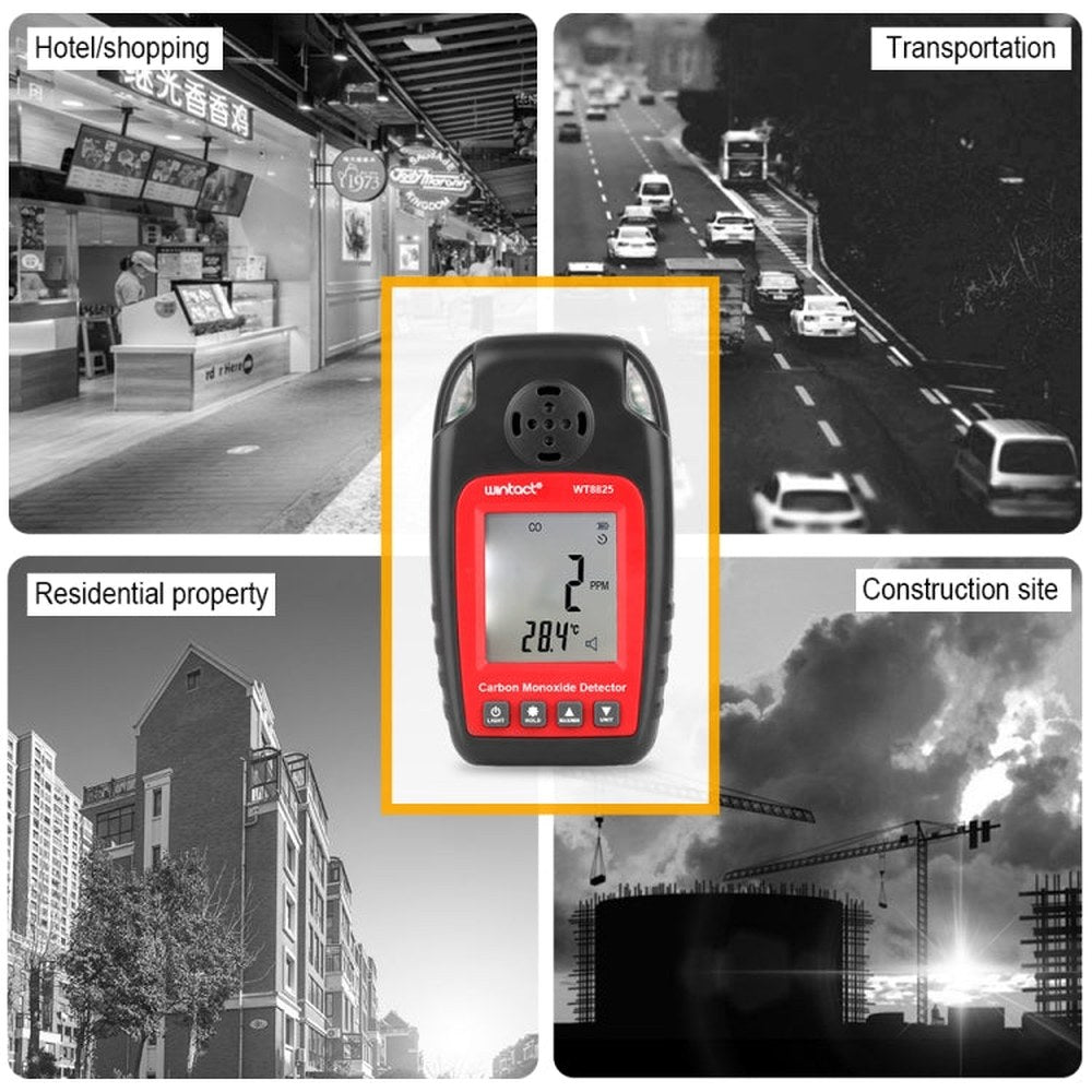 WINTACT WT8825 Carbon Monoxide Detector Independent CO Gas Sensor Warning-up High Sensitive Poisoning Alarm Detector, WT8825