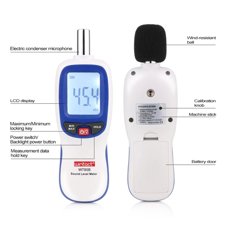WT85B Sound Level Meter Digital Decibel Meter Digital Noise Meter Environmental Noise Tester, WT85B White, WT85B Black laboratorydeal