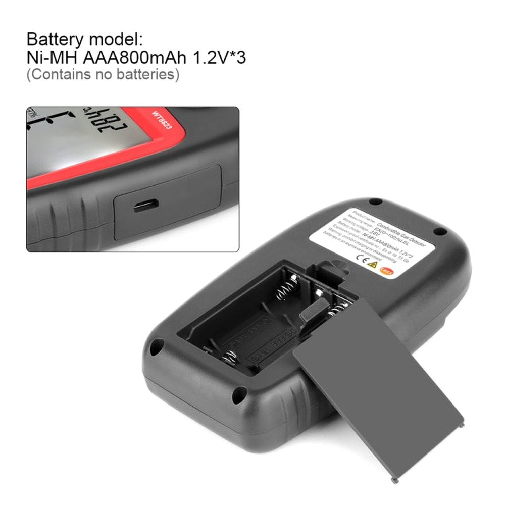 WT8823 Combustible Gas Alarm Detector Gas Leakage Flammable Natural Digital LCD Display Gas Leak Detector Monitor Gas Analyzer, WT8823