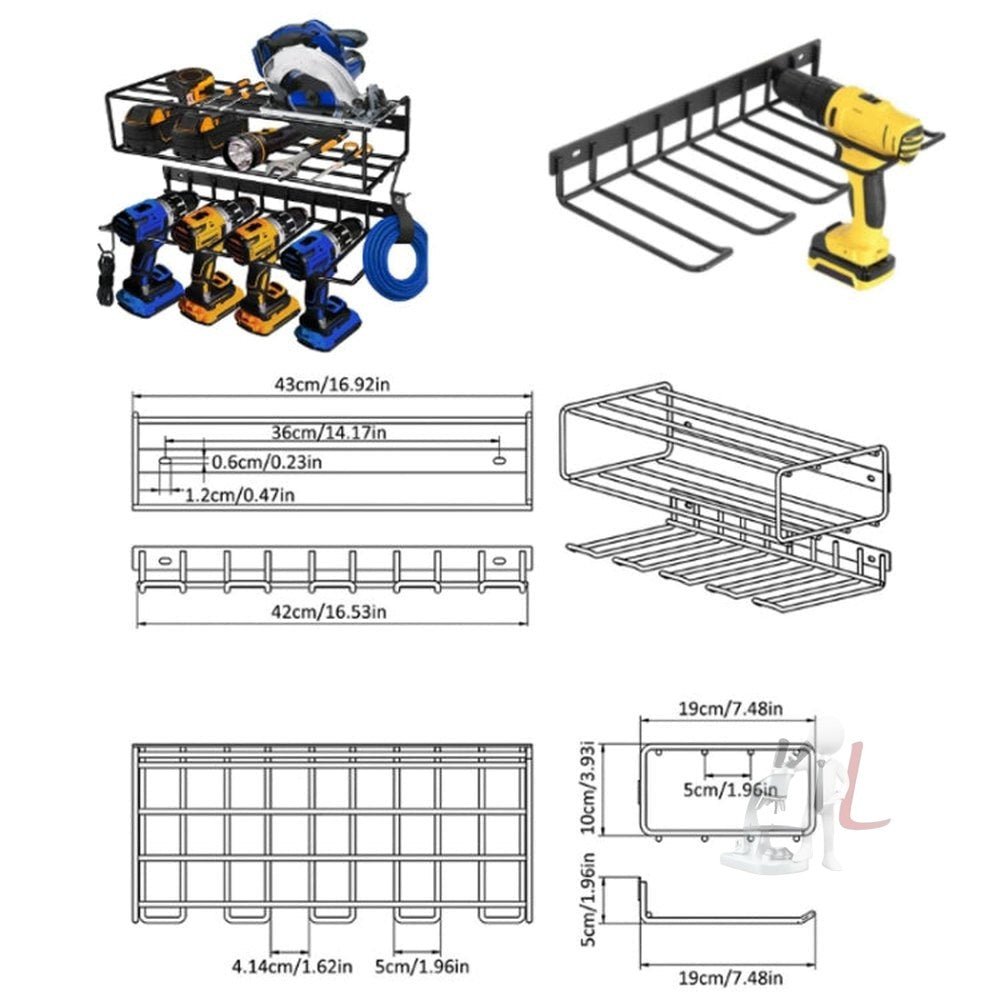 Wall Mounted Handheld Drill Tool Storage Rack, Complete set, Single Rack - laboratorydeal