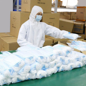 Waterproof Disposable SF Non - woven Breathable Film Siamese Isolation Suit Safely Clothes, 185cm / XXXL - laboratorydeal