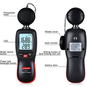 Wintact WT81 Digital Light Lux Meter for Factory / School / House Various Occasion, Range: 0-200,000 Lux