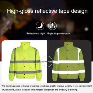 Winter Warm Waterproof Short Multi - pocket Reflective Cotton Jacket, S, M, L, XL, XXL - laboratorydeal