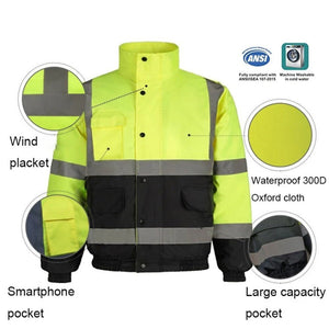 Winter Warm Waterproof Short Multi - pocket Reflective Cotton Jacket, S, M, L, XL, XXL - laboratorydeal