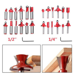 Woodworking Milling Cutter Set Trimming Machine Head Electric Wood Milling Engraving Machine Cutter, Red 1/4 Handle 12PCS, Blue 1/4 Handle 12PCS, Red 1/2 Handle 12PCS, Blue 1/2 Handle 12PCS, Red 1/4 Handle 15PCS, Red 1/2 Handle 15PCS�������������������... - laboratorydeal