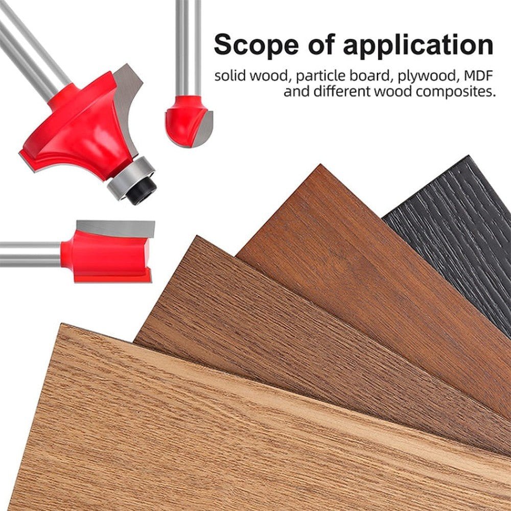 Woodworking Milling Cutter Set Trimming Machine Head Electric Wood Milling Engraving Machine Cutter, Red 1/4 Handle 12PCS, Blue 1/4 Handle 12PCS, Red 1/2 Handle 12PCS, Blue 1/2 Handle 12PCS, Red 1/4 Handle 15PCS, Red 1/2 Handle 15PCS�������������������... - laboratorydeal