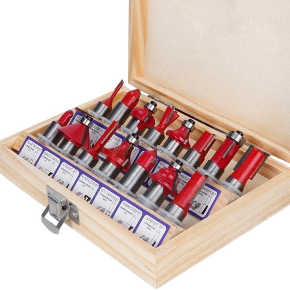 Woodworking Milling Cutter Set Trimming Machine Head Electric Wood Milling Engraving Machine Cutter, Red 1/4 Handle 12PCS, Blue 1/4 Handle 12PCS, Red 1/2 Handle 12PCS, Blue 1/2 Handle 12PCS, Red 1/4 Handle 15PCS, Red 1/2 Handle 15PCS�������������������... - laboratorydeal