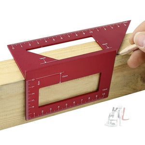 Woodworking T-Shaped Marking Gauge Multi-Function Square Aluminum Alloy Scribe, Dark Blue, Red